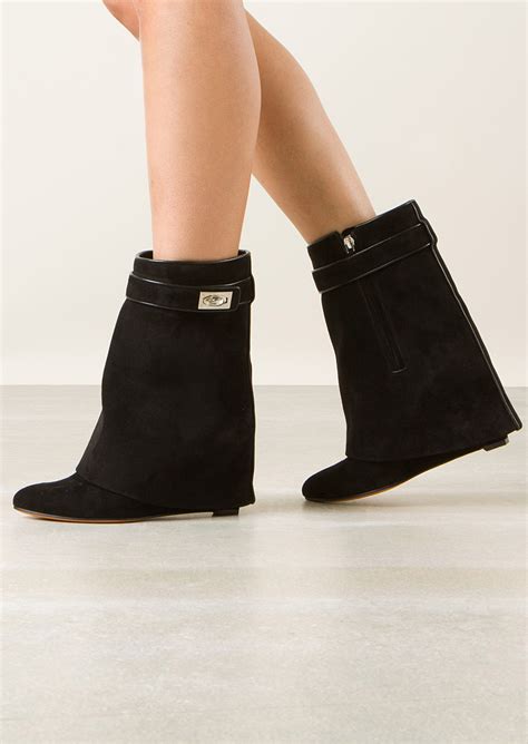 givenchy black suede shark lock ankle boots|givenchy shark boots price.